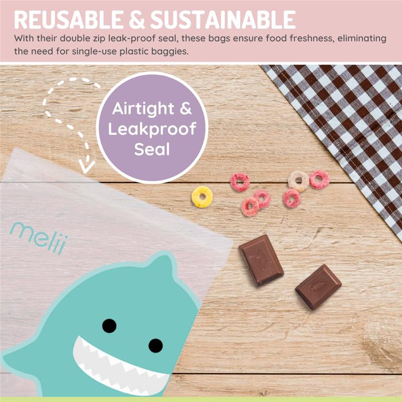 Melii - 4Pk Reusable Sandwich & Snack Bags for Kids & Adults, 2 Cat & 2 Unicorn - Image 5