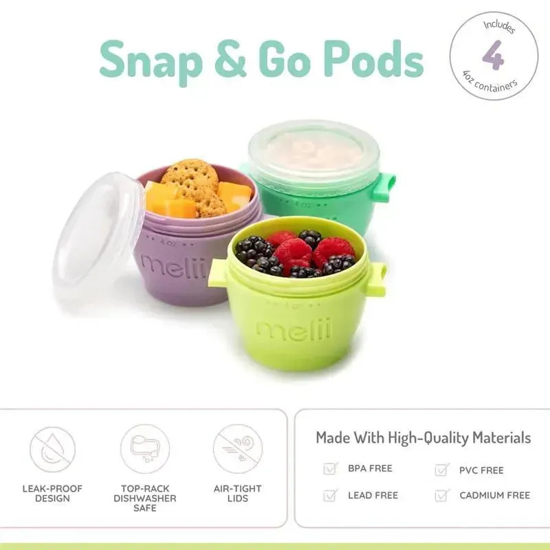 Melii - 4Pk Snap & Go Baby Food Storage Containers with Lids, Multicolour, 4 Oz - Image 2