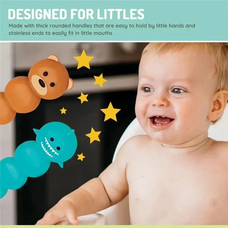 Melii - 4Pk Toddler & Kid Feeding Spoon & Fork Set, Shark & Bear - Image 4