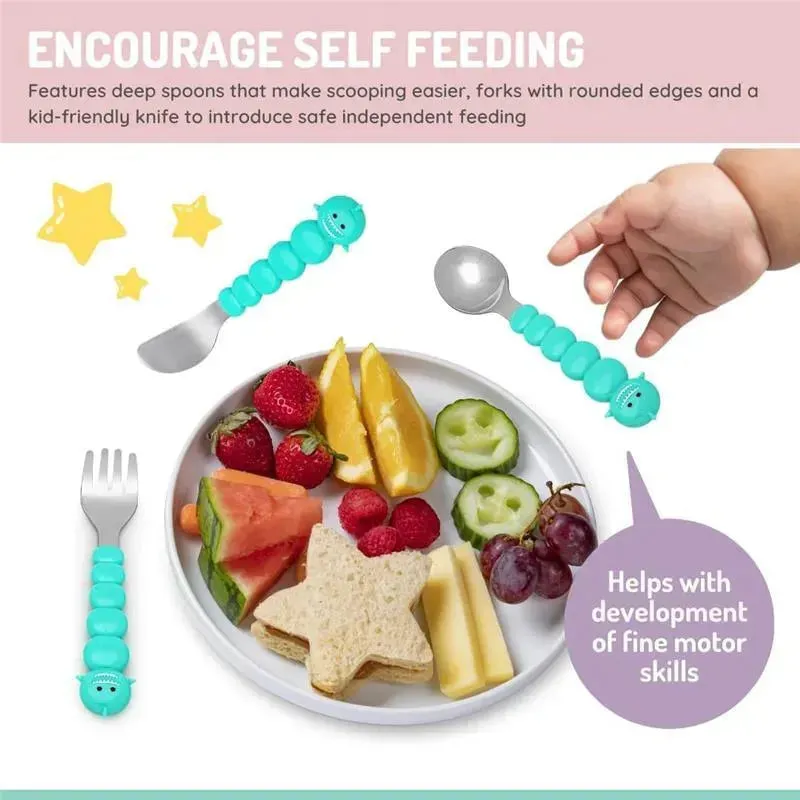 Melii - 6Pk Toddler & Kid Feeding Spoon Fork & Knife Set, Bear & Shark - Image 2