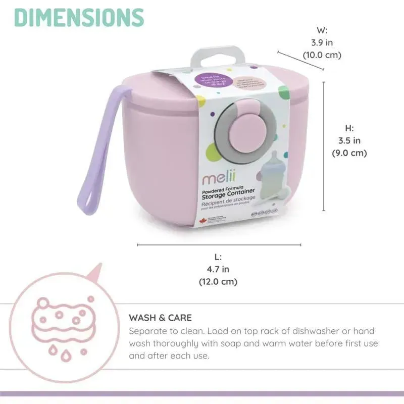 Melii - Baby Formula Storage Container with Integrated Scoop 400ml / 13.5oz Capacity, Pink - Image 2