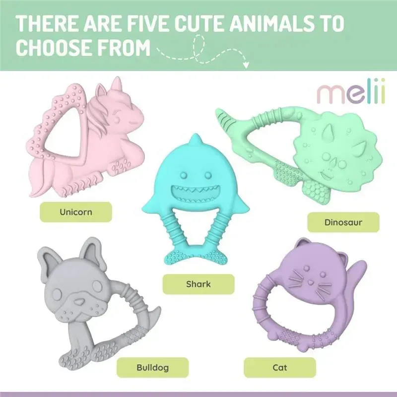 Melii - Baby Teethers, 100% Food Grade Silicone, Multiple Textures, BPA Free, Unicorn & Cat - Image 5