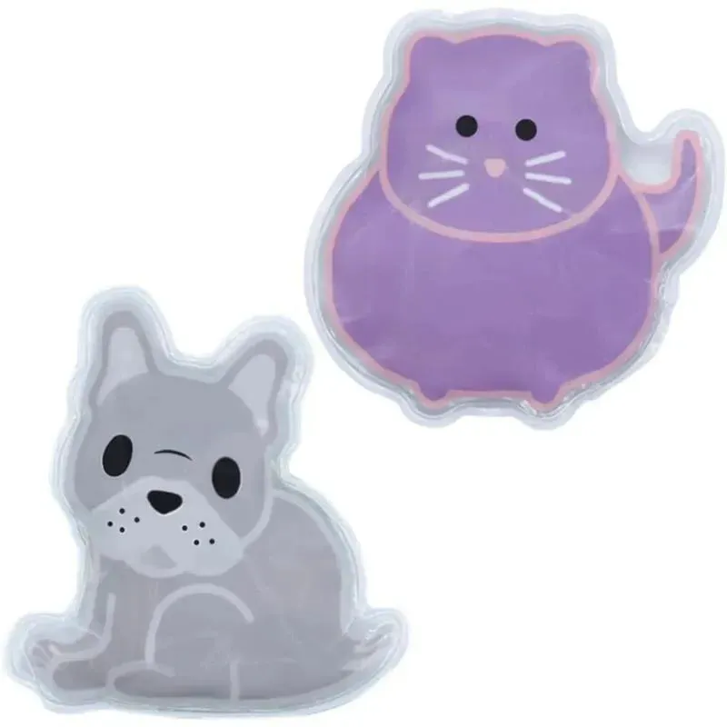 Melii - Gel Ice Packs, 2 Pack, Keep Lunches and Snacks Cool, Reusable, Bulldog & Cat