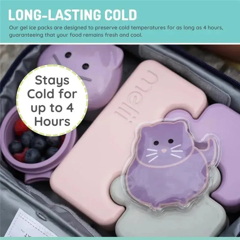 Melii - Gel Ice Packs, 2 Pack, Keep Lunches and Snacks Cool, Reusable, Bulldog & Cat - Image 2