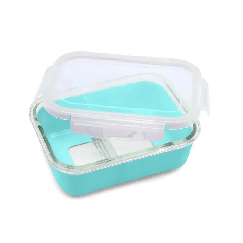 Melii - Glass Bento Box with Sleeve, Oven, Microwave, Freezer & Dishwasher safe, 25oz, Blue - Image 4