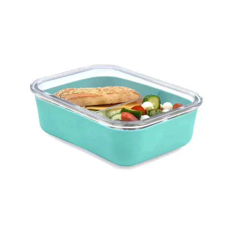 Melii - Glass Bento Box with Sleeve, Oven, Microwave, Freezer & Dishwasher safe, 25oz, Blue - Image 5