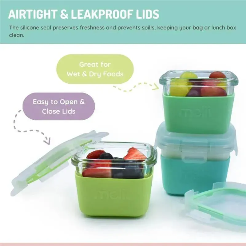 Melii - Glass Food Storage Containers with Silicone Sleeve, 5.4oz, Mint, Blue, Lime - Image 4