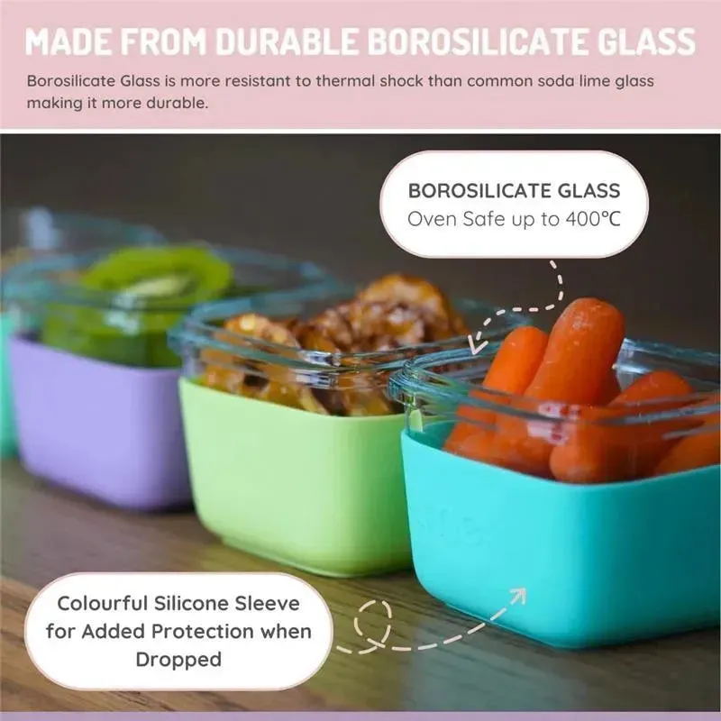 Melii - Glass Food Storage Containers with Silicone Sleeve, 5.4oz, Mint, Blue, Lime - Image 5