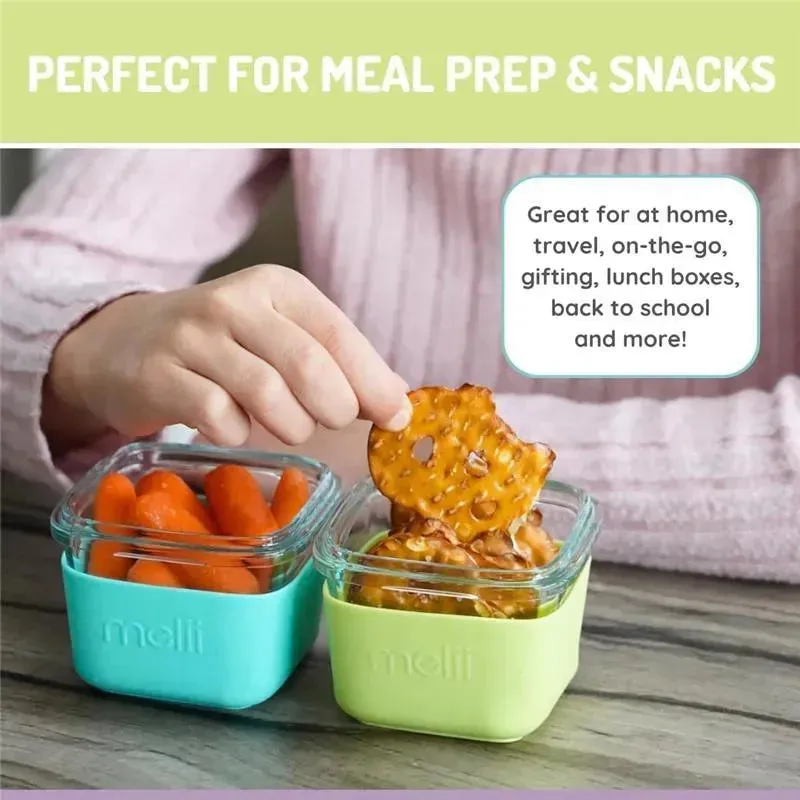Melii - Glass Food Storage Containers with Silicone Sleeve, 5.4oz, Mint, Blue, Lime - Image 6