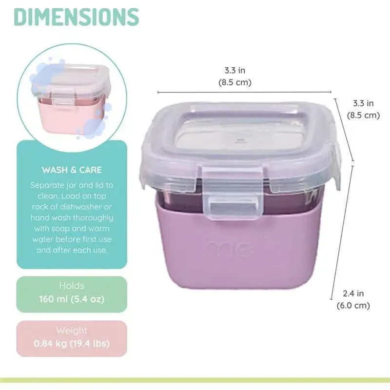 Melii - Glass Food Storage Containers with Silicone Sleeve, 5.4oz, Pink, Purple, Grey - Image 2