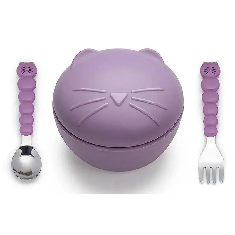 Melii - Silicone Cat Bowl With Lid & Utensils