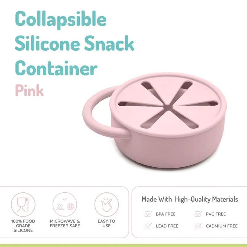 Melii - Silicone Collapsible Snack Container With Finger Trap, Pink - Image 2
