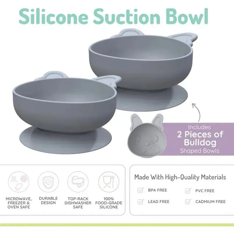 Melii - Silicone Suction Bowls,10.1 oz, 2 Pack, Bulldog - Image 2