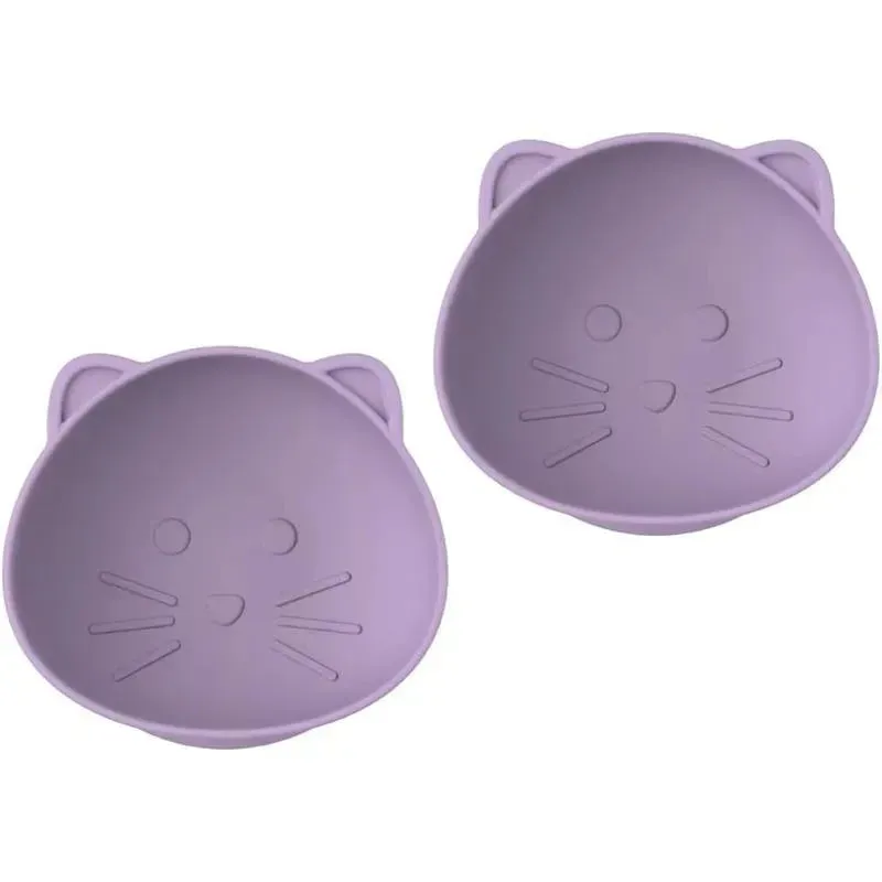 Melii - Silicone Suction Bowls for Babies and Toddlers, 10.1 oz - 2 Pack, Cat Purple