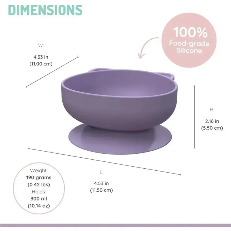 Melii - Silicone Suction Bowls for Babies and Toddlers, 10.1 oz - 2 Pack, Cat Purple - Image 2