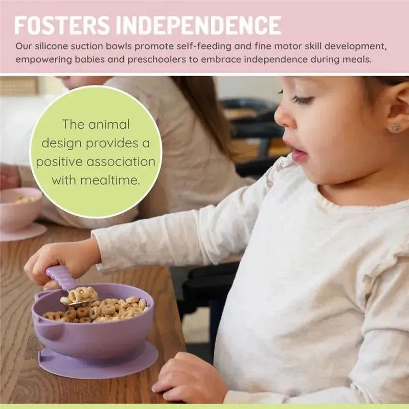 Melii - Silicone Suction Bowls for Babies and Toddlers, 10.1 oz - 2 Pack, Cat Purple - Image 6
