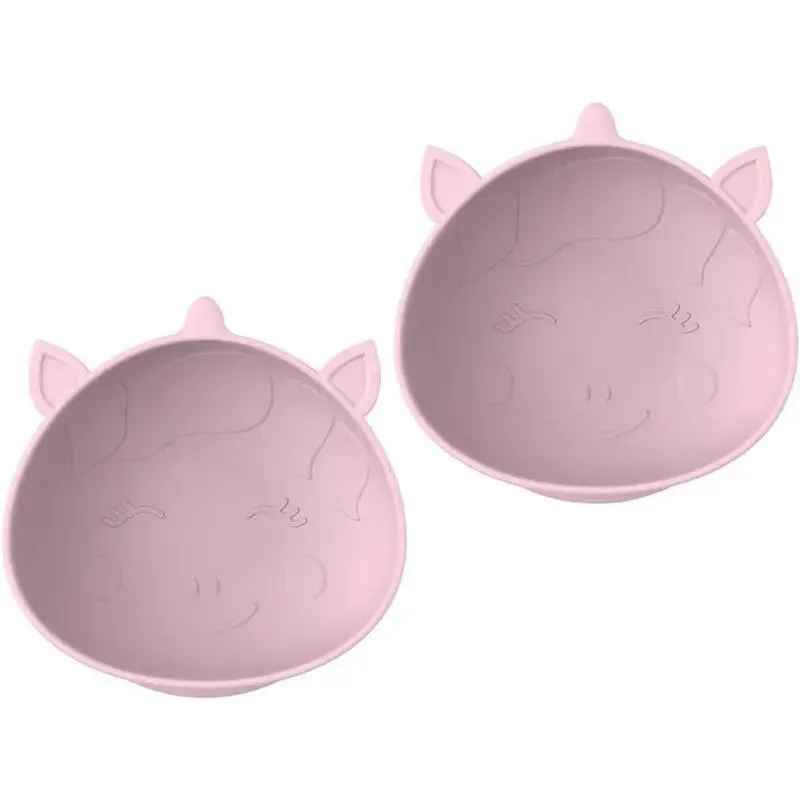 Melii - Silicone Suction Bowls for Babies and Toddlers, 10.1 oz - 2 Pack, Unicorn Pink