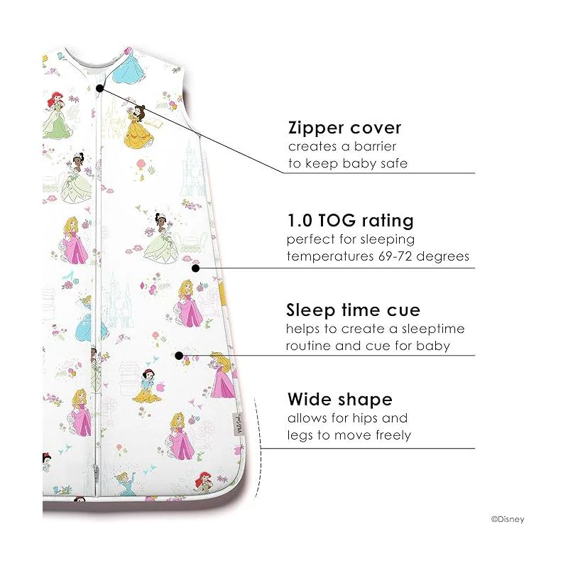 Milk Snob Disney Baby Sleeping Sack, Sleeveless Sleep Bag and Wearable Zip Up Blanket, Disney Princess - Image 3