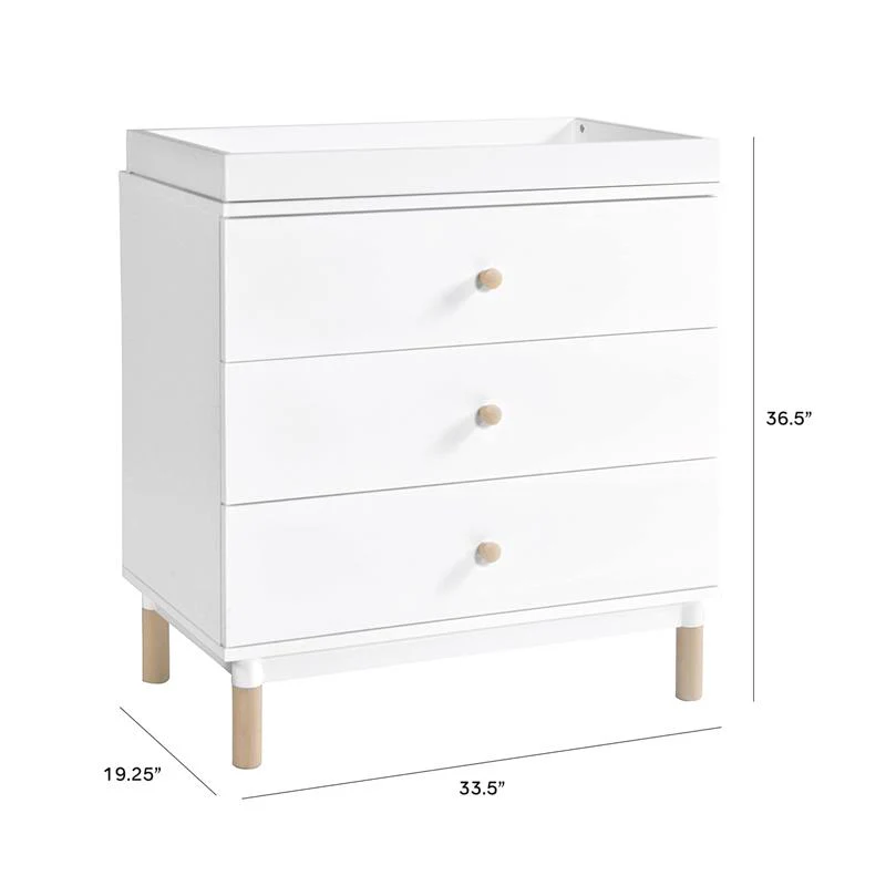 Million Dollar Baby - Babyletto Gelato 3-Drawer Changer Dresser with Removable Changing Tray, White & Washed Natural - Image 3