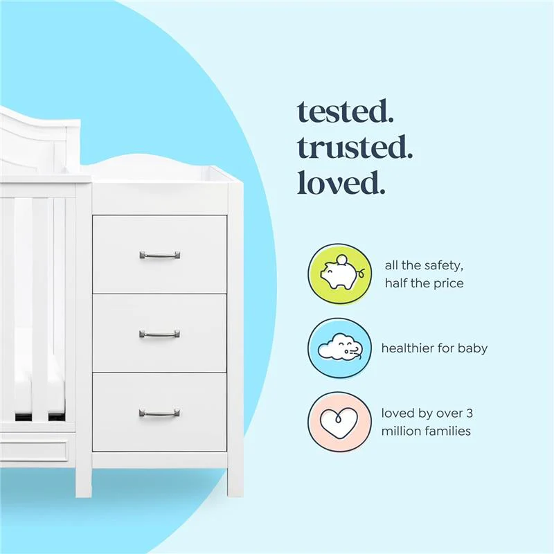 Million Dollar Baby Davinci Charlie 4-in-1 Convertible Mini Crib and Changer Combo, White - Image 9