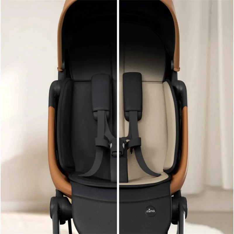 Mima Miro Compact Stroller, Black Chassis/Mocha Cream Seat - Image 10