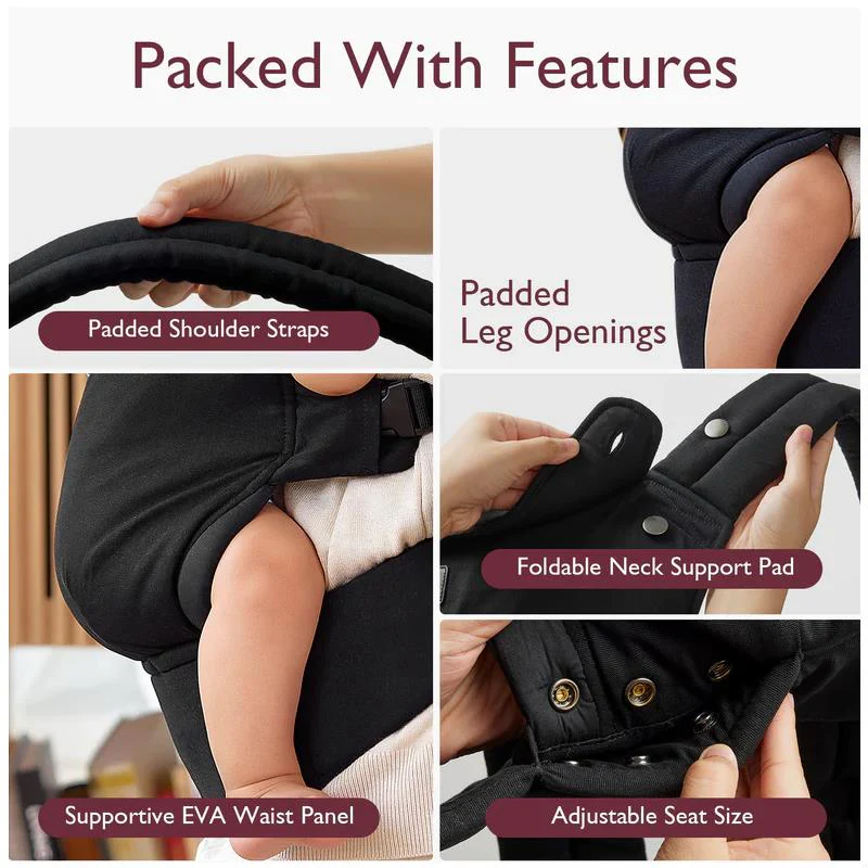 Momcozy - Baby Carrier Newborn To Toddler, Black - Image 4