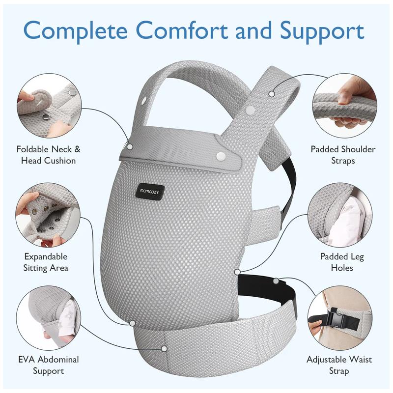 Momcozy - Baby Carrier Newborn To Toddler, Mesh Grey - Image 5