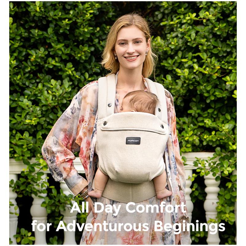 Momcozy - Baby Carrier With Natural Cotton Linen, Light Amber - Image 4