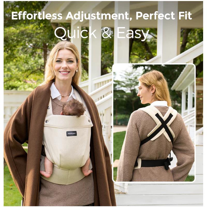 Momcozy - Baby Carrier With Natural Cotton Linen, Light Amber - Image 6