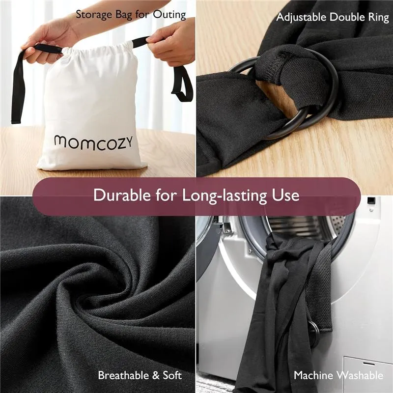 Momcozy - Baby Wrap Carrier, Black - Image 2