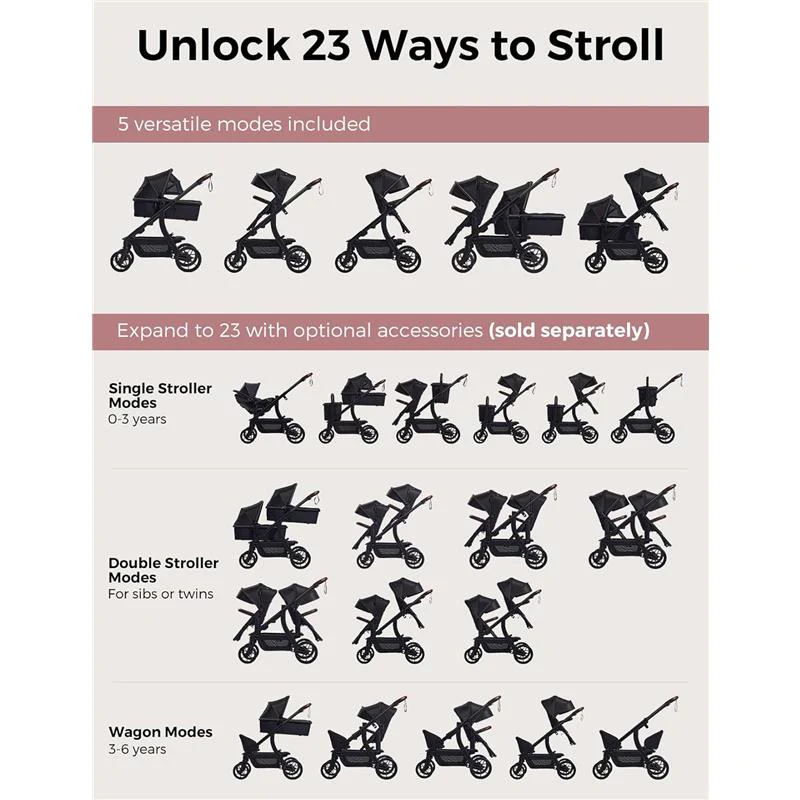 Momcozy ChangeGo Baby Stroller, Convertible Single-to-Double-to-Wagon Stroller with 23 Configurations - Image 6