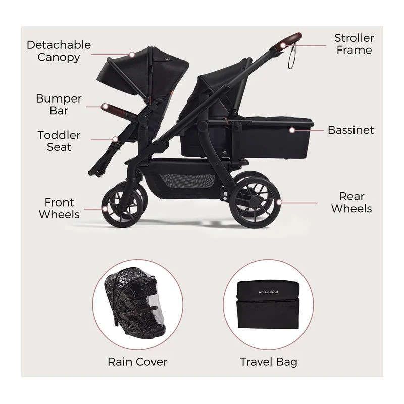 Momcozy ChangeGo Baby Stroller, Convertible Single-to-Double-to-Wagon Stroller with 23 Configurations - Image 9