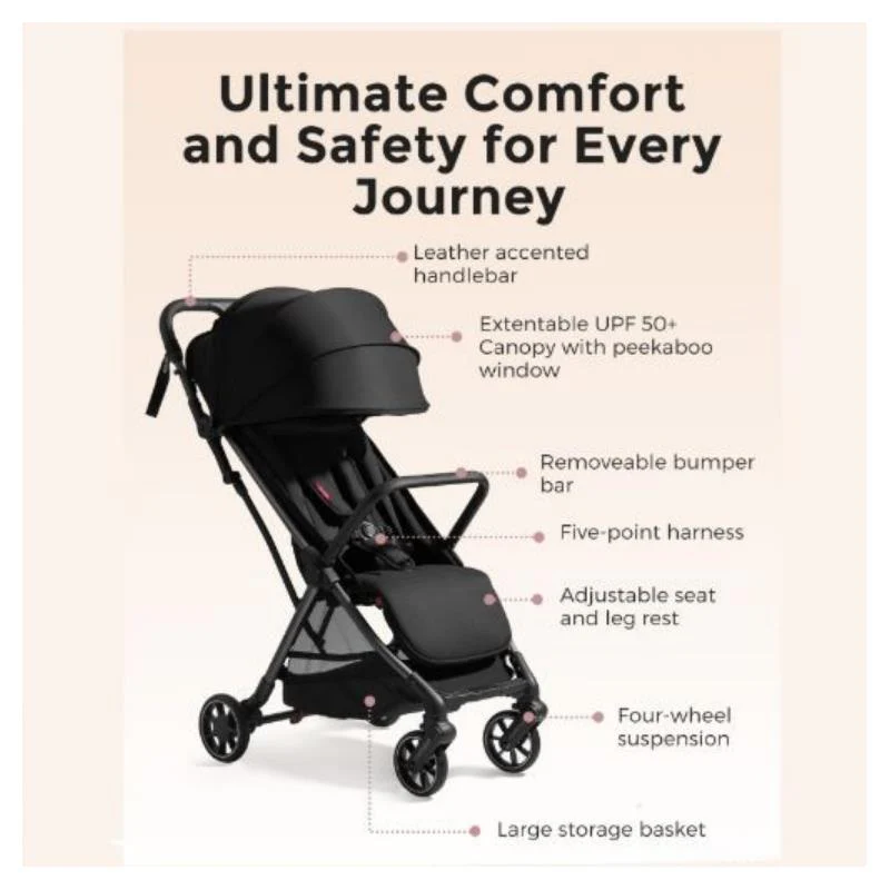Momcozy Clickgo Lightweight Stroller, Black - Image 6