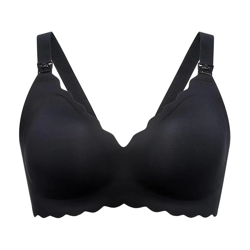 Momcozy - Seamless Floral Push Up Nursing Bra-Black