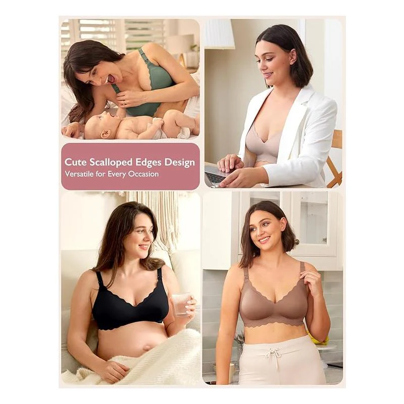 Momcozy - Seamless Floral Push Up Nursing Bra-Black - Image 2