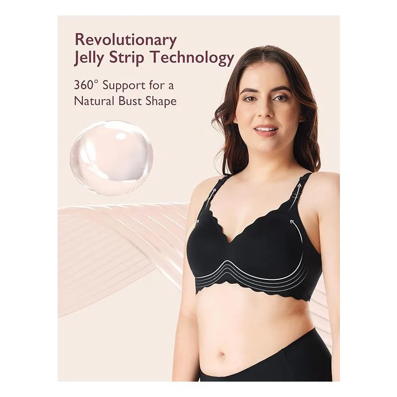Momcozy - Seamless Floral Push Up Nursing Bra-Black - Image 5