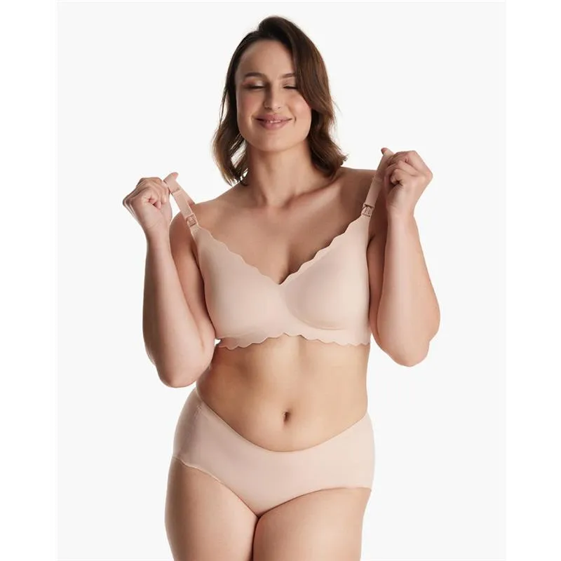 Momcozy - Seamless Floral Push Up Nursing Bra, Oyster Pink - Image 2