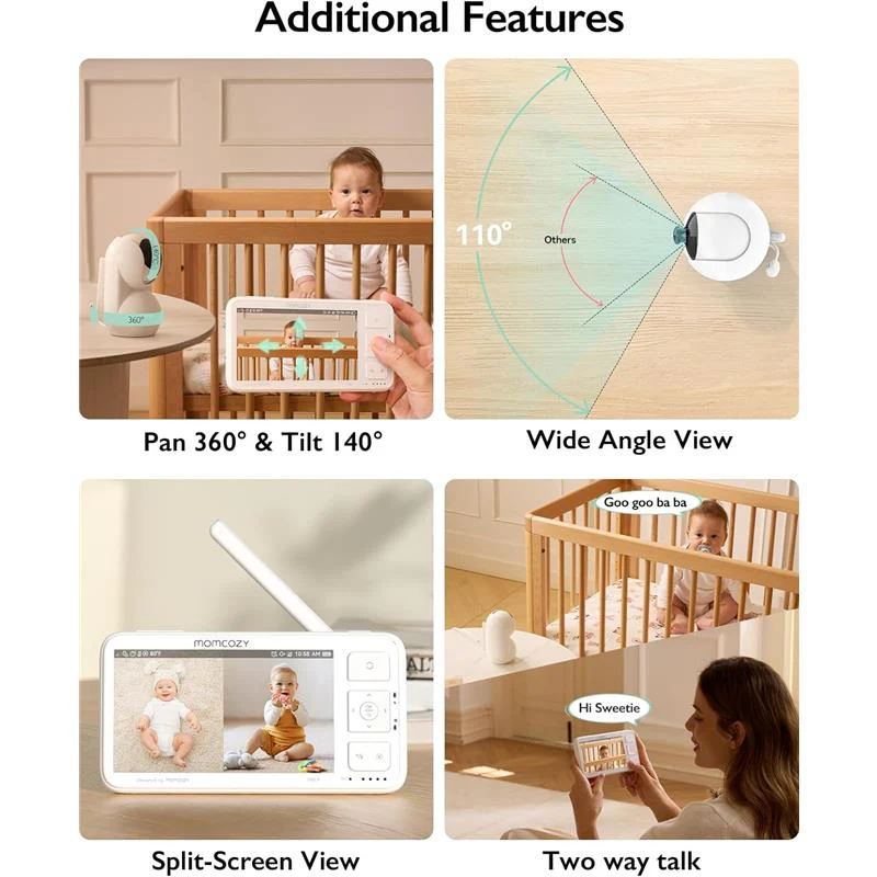 Momcozy - Video Baby Monitor, 5.5” 1080P Full HD Baby Monitor with Camera No WiFi - Image 2