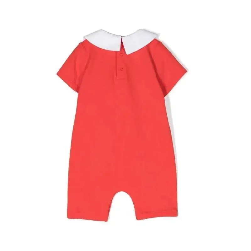 Moschino Baby - Collared Romper Gift Box With Bear Toy, Poppy Red - Image 2