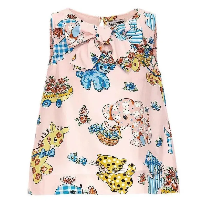 Moschino Baby - Girl All-Over Animal Printed With Bow, Pink