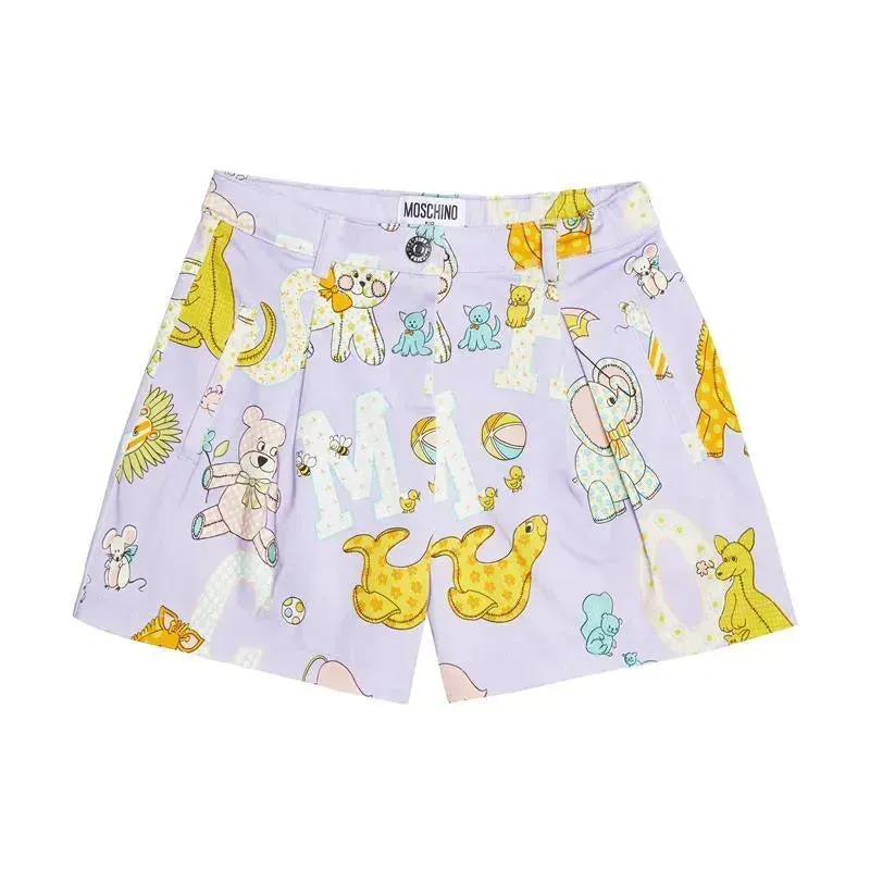 Moschino Baby - Girl All-Over Printed Shorts With Pockets, Lilac