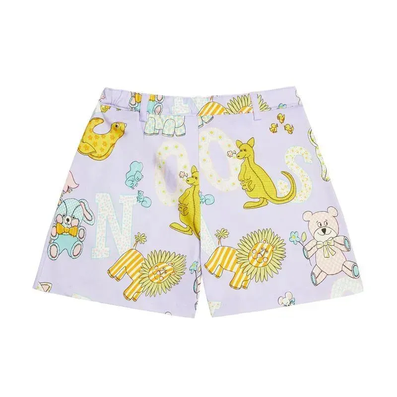 Moschino Baby - Girl All-Over Printed Shorts With Pockets, Lilac - Image 2