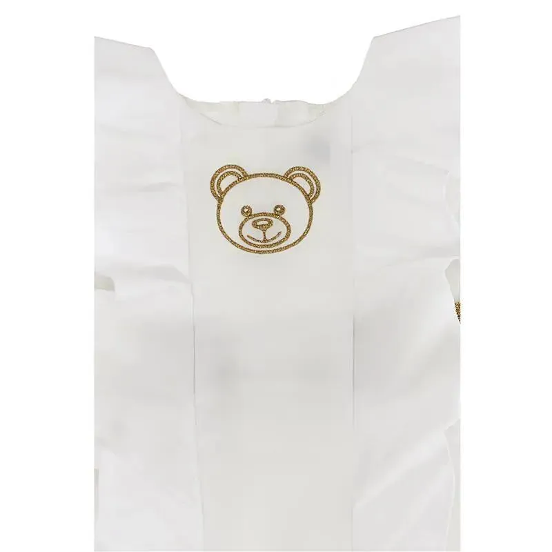 Moschino Baby - Girl Dress With Golden Logo Tape, White - Image 2