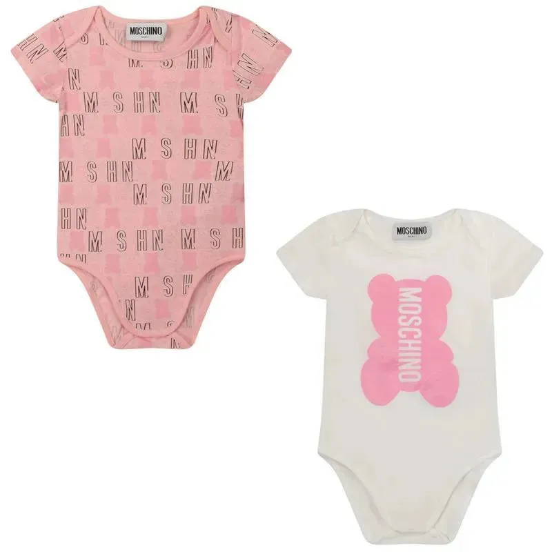 Moschino - Baby Girl Jersey Bodysuit Gift Set With Allover Print Detail, Sugar Toy
