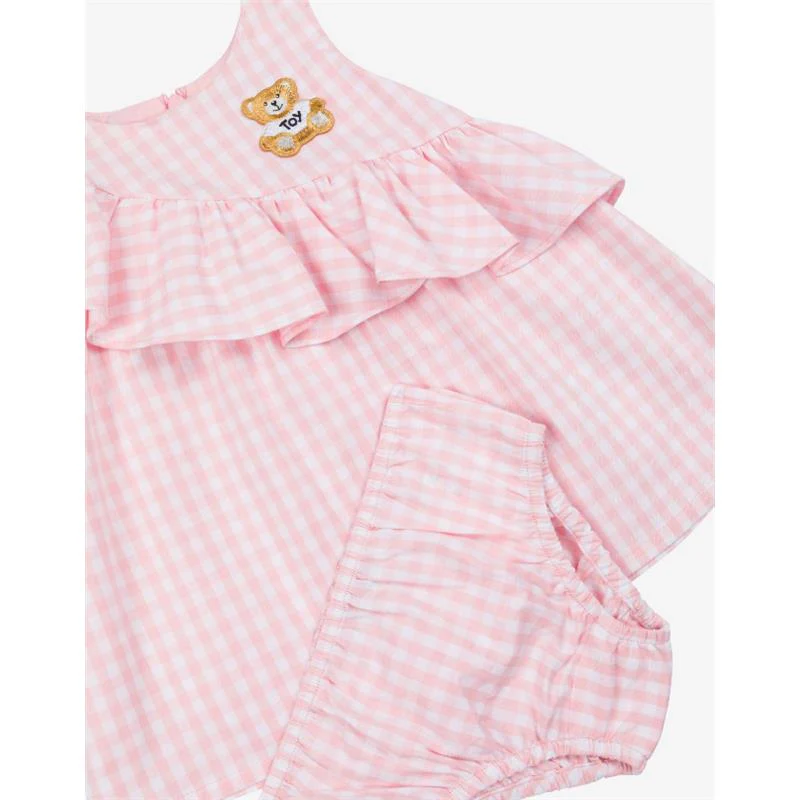 Moschino Baby - Girl Ruffled Gingham Dress W Bloomers White And Light Pink - Image 2