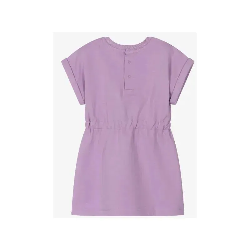 Moschino Baby - Girl Short Sleeve Dress With Giraffe And Logo Graphic, Lilac - Image 2