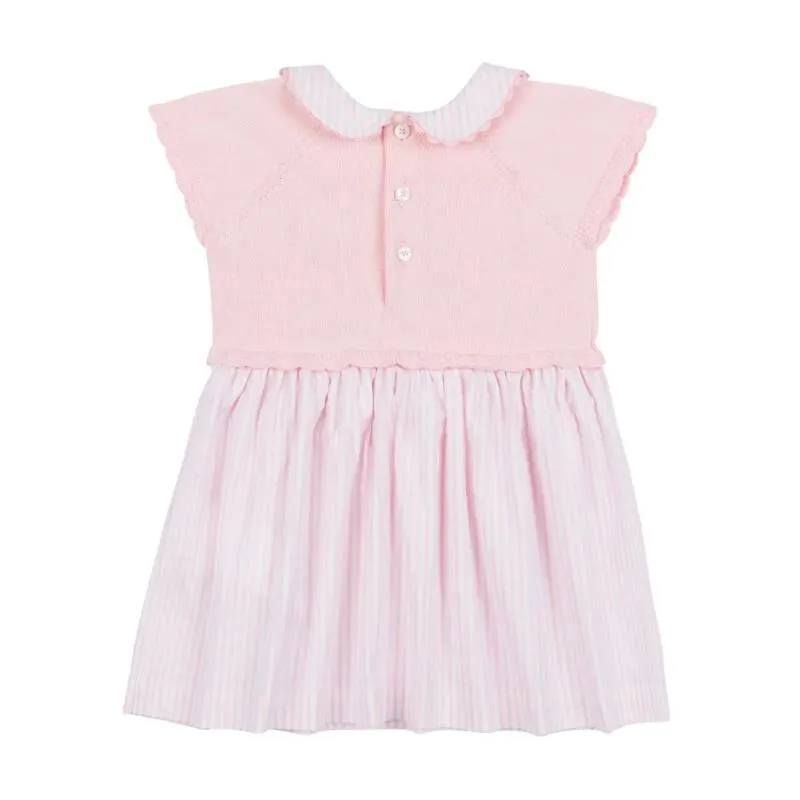 Moschino Baby - Girl Short Sleeve Knit Top Striped Dress, Light Pink - Image 2