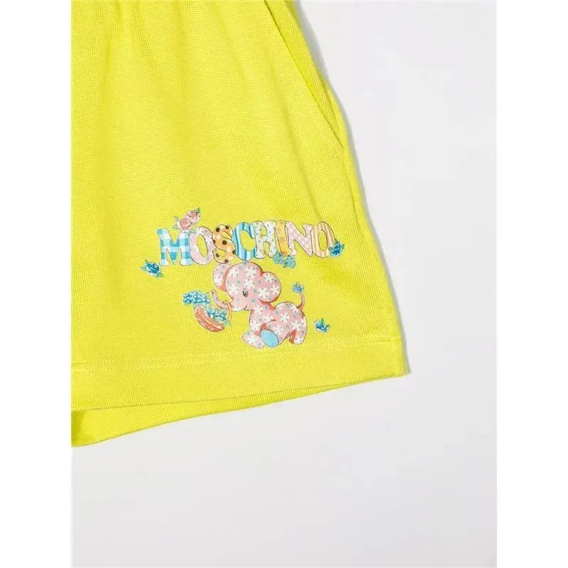 Moschino Baby - Girl Shorts With Small Elephant Logo, Yellow - Image 2