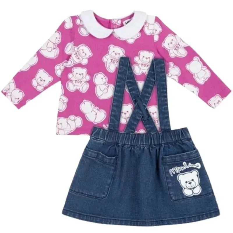 Moschino Baby - Girl T-Shirt & Suspender Skirt Set, Pink