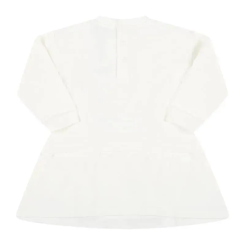 Moschino Baby - Long Sleeve Dress With Large Bear And Ruffle Bottom, White - Image 2